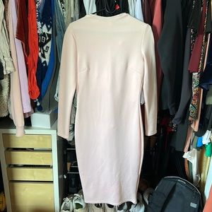 Pretty, light pink, long sleeve cocktail dress